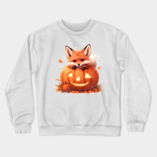 Autumn Fox with Pumpkin Crewneck Sweatshirt by RedFox2